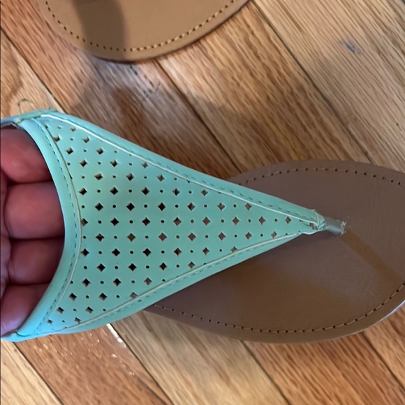 Mint Green Perforated Sandals - Picture 2 of 5